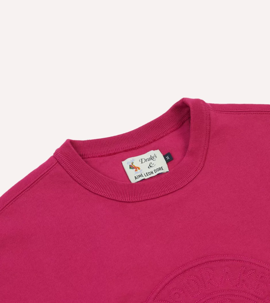 Drake's ALD / Fuchsia Embossed Crewneck Sweatshirt Store