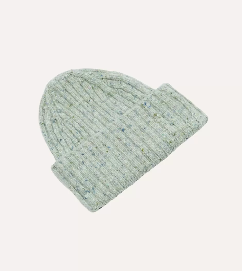 Drake's ALD / Grey Donegal Ribbed Knit Beanie Store