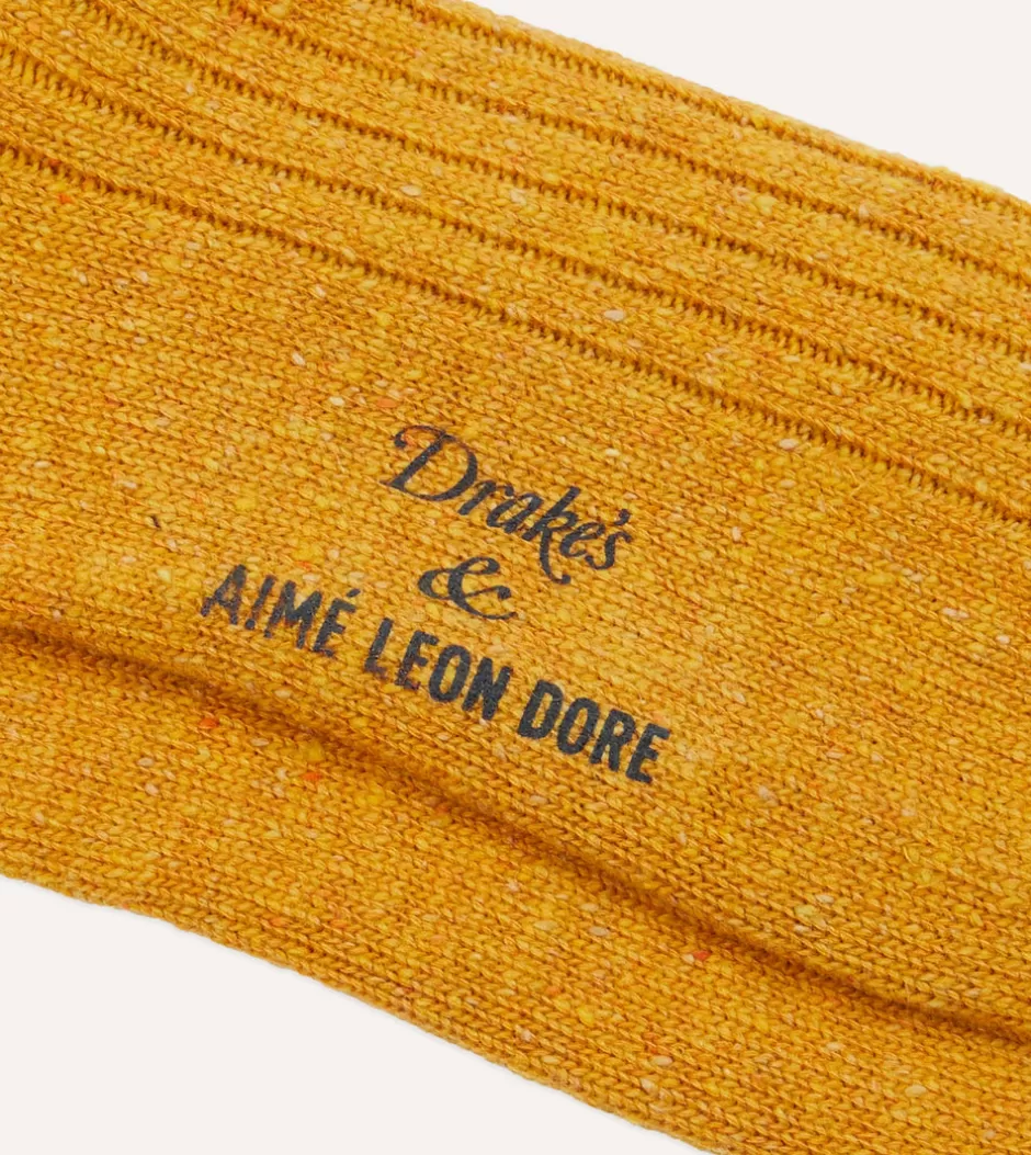 Drake's ALD / Striped Donegal Wool Sock New