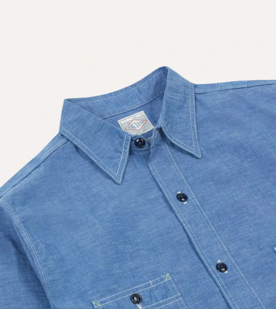 Drake's Big Yank '1935' Chambray Shirt Blue New