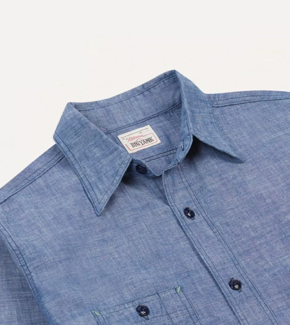 Drake's Big Yank '1942' Chambray Shirt Indigo Outlet