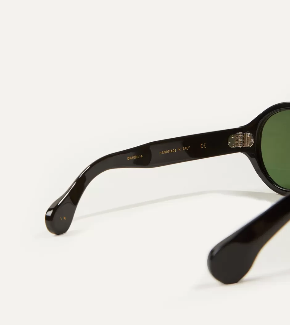 Drake's Black Acetate Jules Sunglasses Clearance