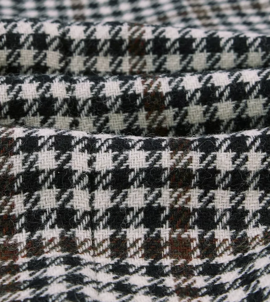 Drake's Black And White Houndstooth Check Shetland Tweed Blazer Clearance