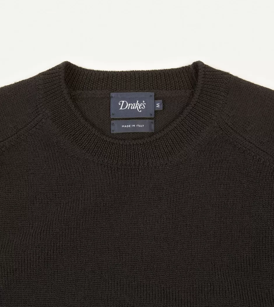 Drake's Merino Crew Neck Jumper Black Store