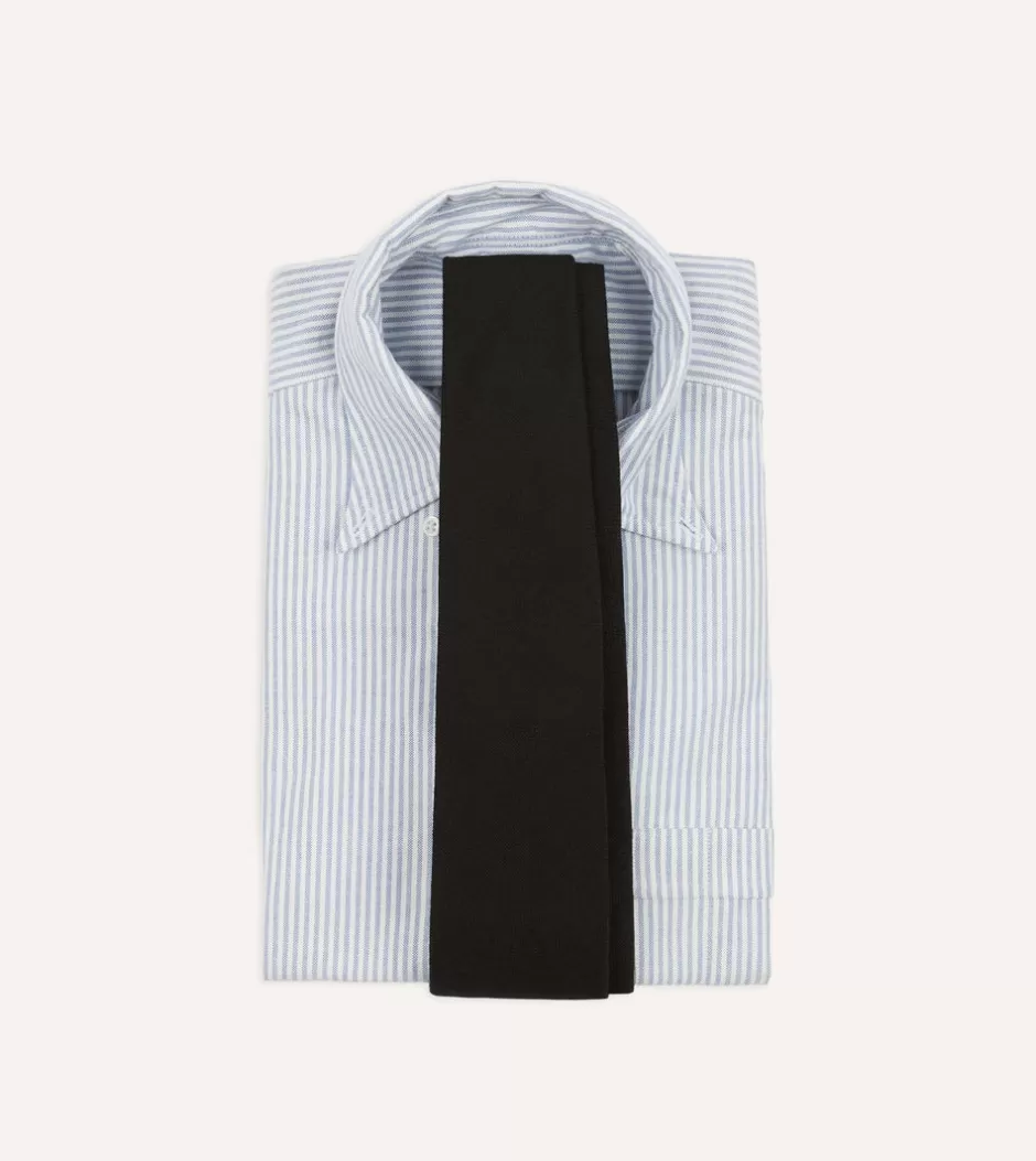 Drake's Black Pure Cashmere Solid Tipped Tie Flash Sale