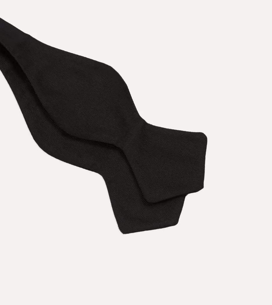 Drake's Black Self-Tie Silk Batwing Bow Tie Cheap