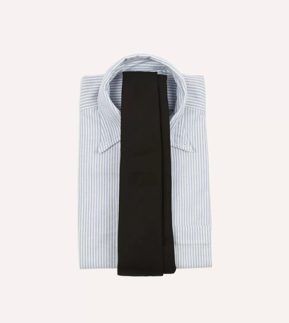 Drake's Black Super Fine Merino Wool Self Tipped Tie Best Sale