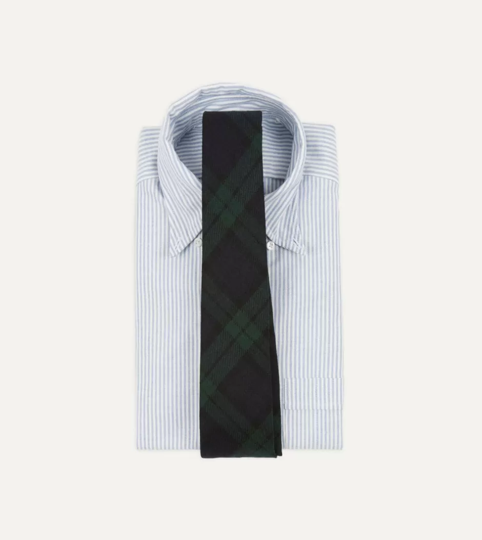 Drake's Blackwatch Check Hand Rolled Wool Tie Outlet