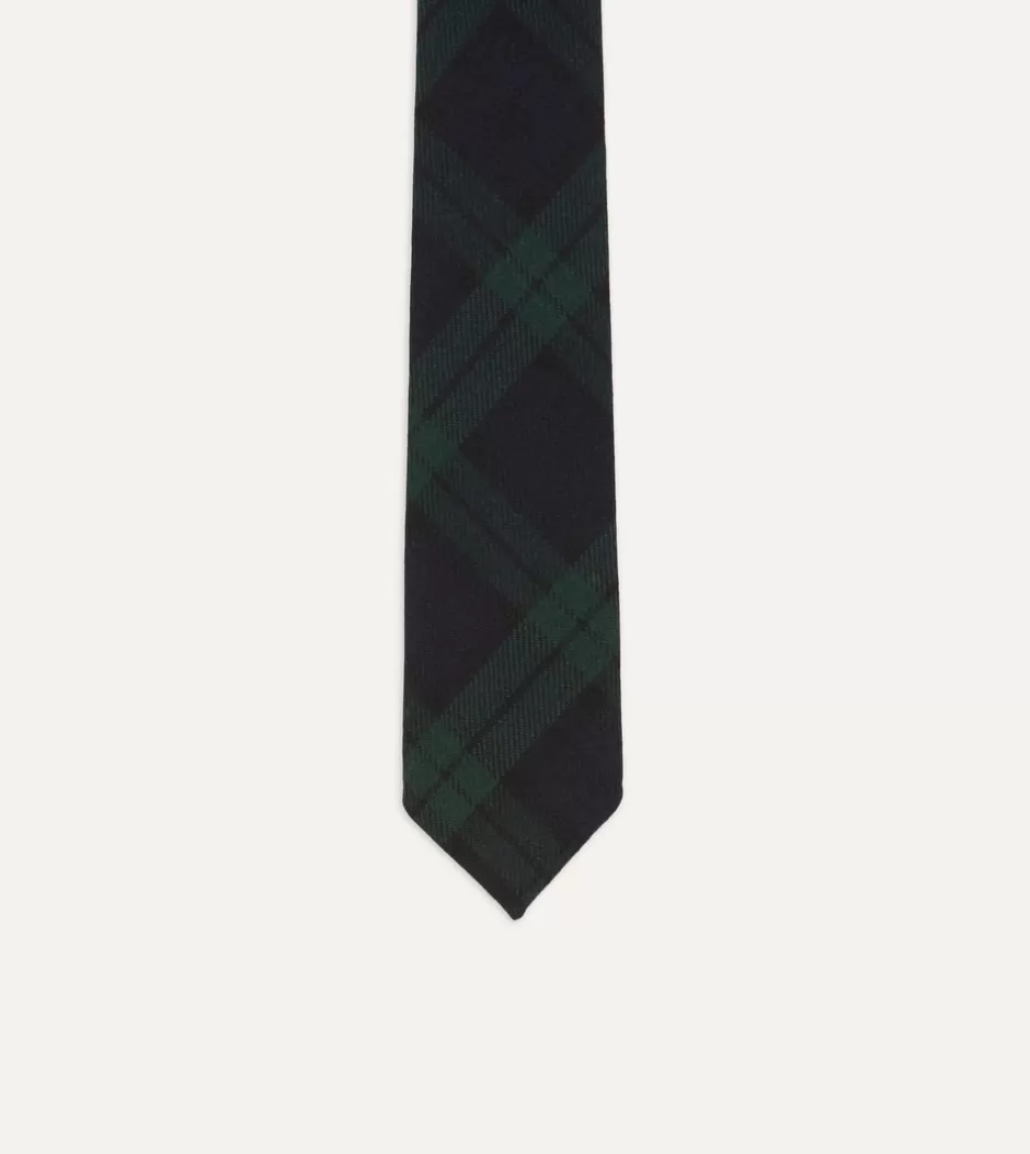 Drake's Blackwatch Check Hand Rolled Wool Tie Outlet