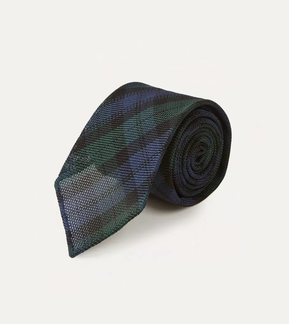 Drake's Blackwatch Fine Woven Grenadine Silk Hand Rolled Tie Discount