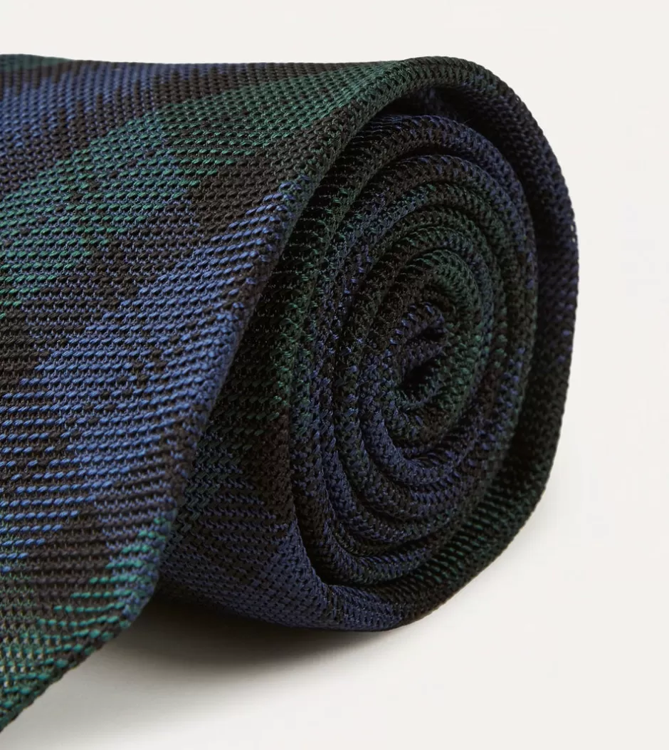 Drake's Blackwatch Fine Woven Grenadine Silk Hand Rolled Tie Discount