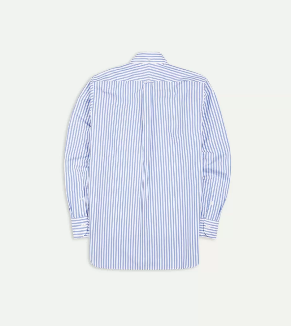 Drake's Bengal Stripe Cotton Poplin Button-Down Shirt Blue Cheap