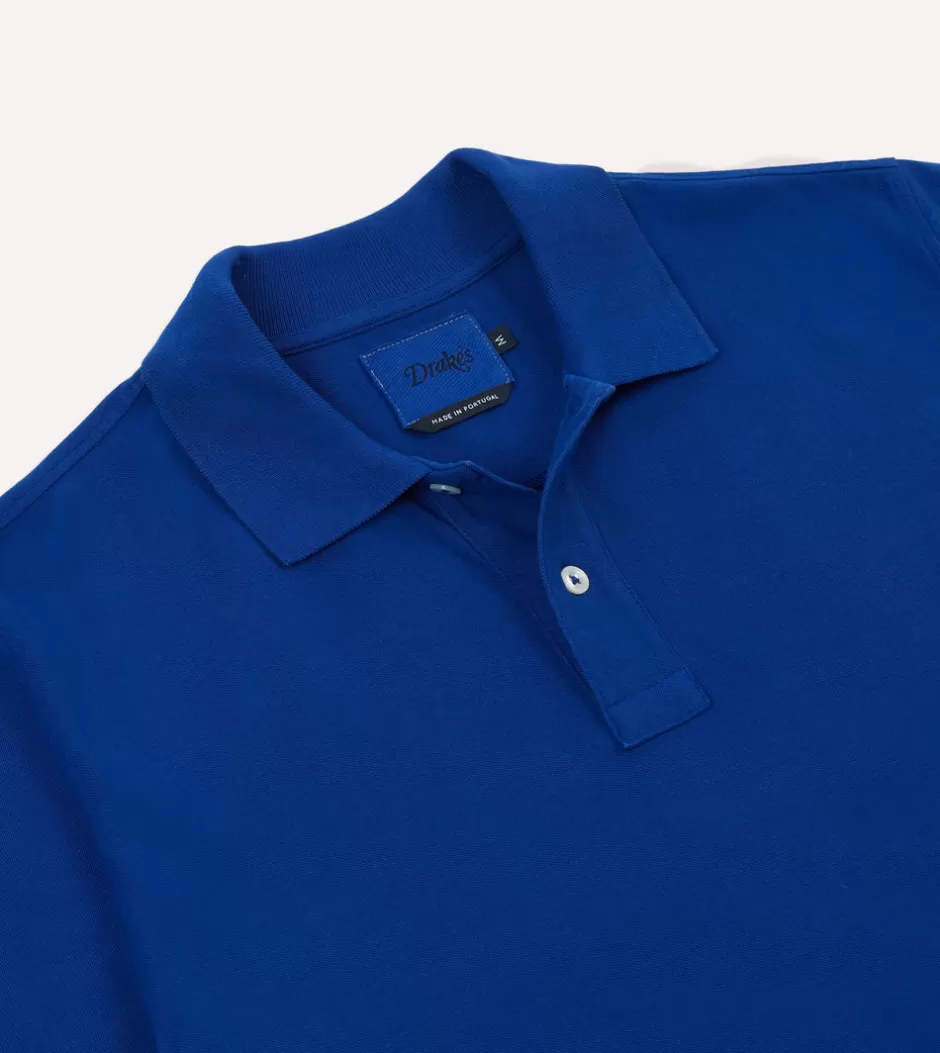 Drake's Piqué Cotton Polo Shirt Blue Fashion