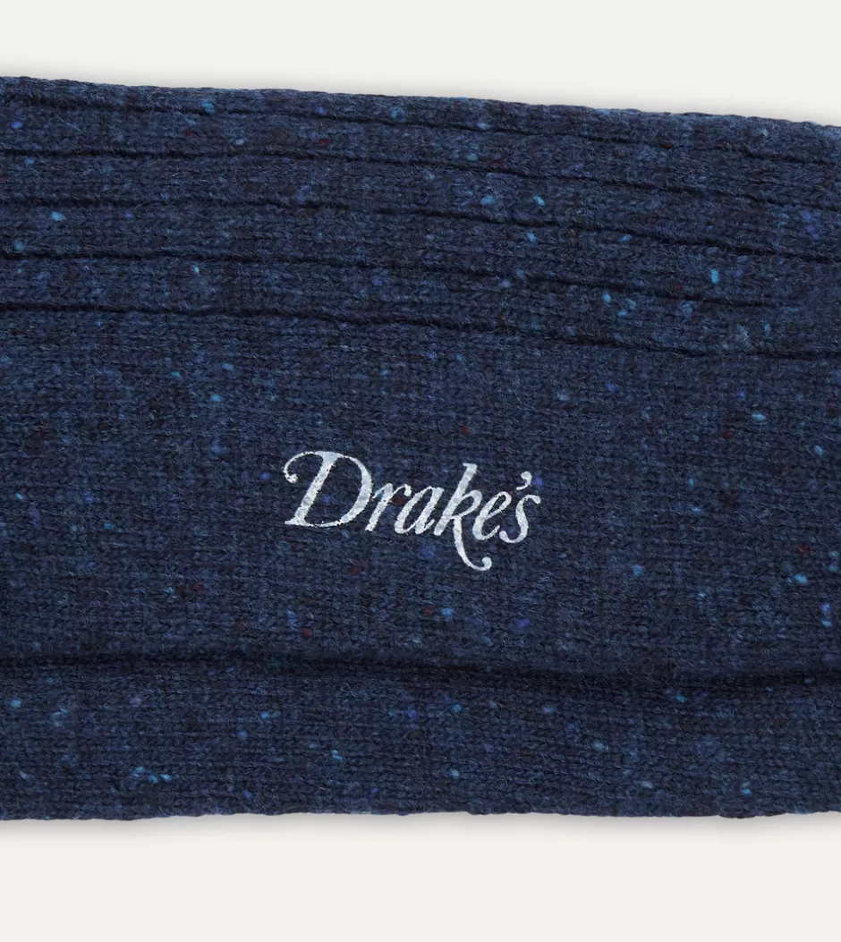 Drake's Blue Striped Donegal Wool Socks Online