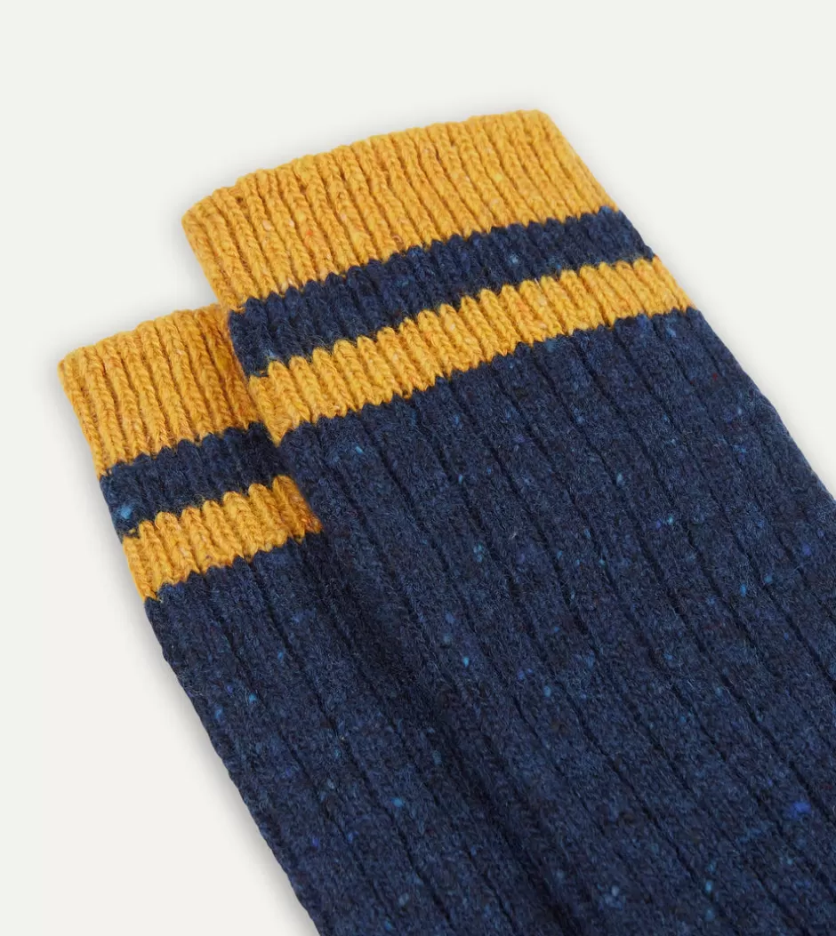 Drake's Blue Striped Donegal Wool Socks Online