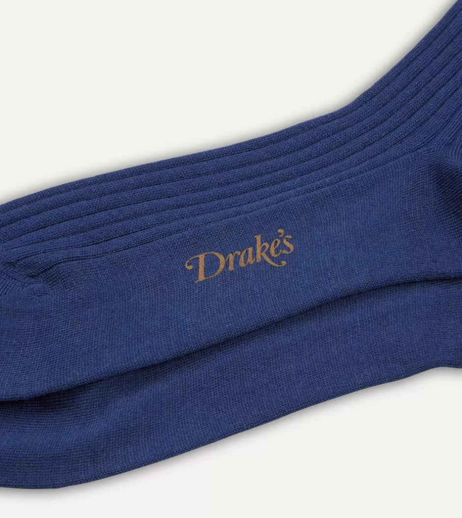 Drake's Wool Over-the-Calf Socks Blue Store