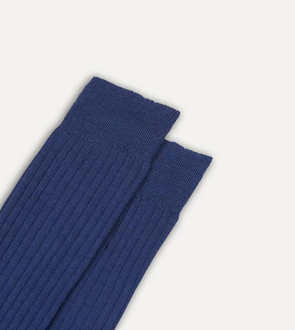 Drake's Wool Over-the-Calf Socks Blue Store