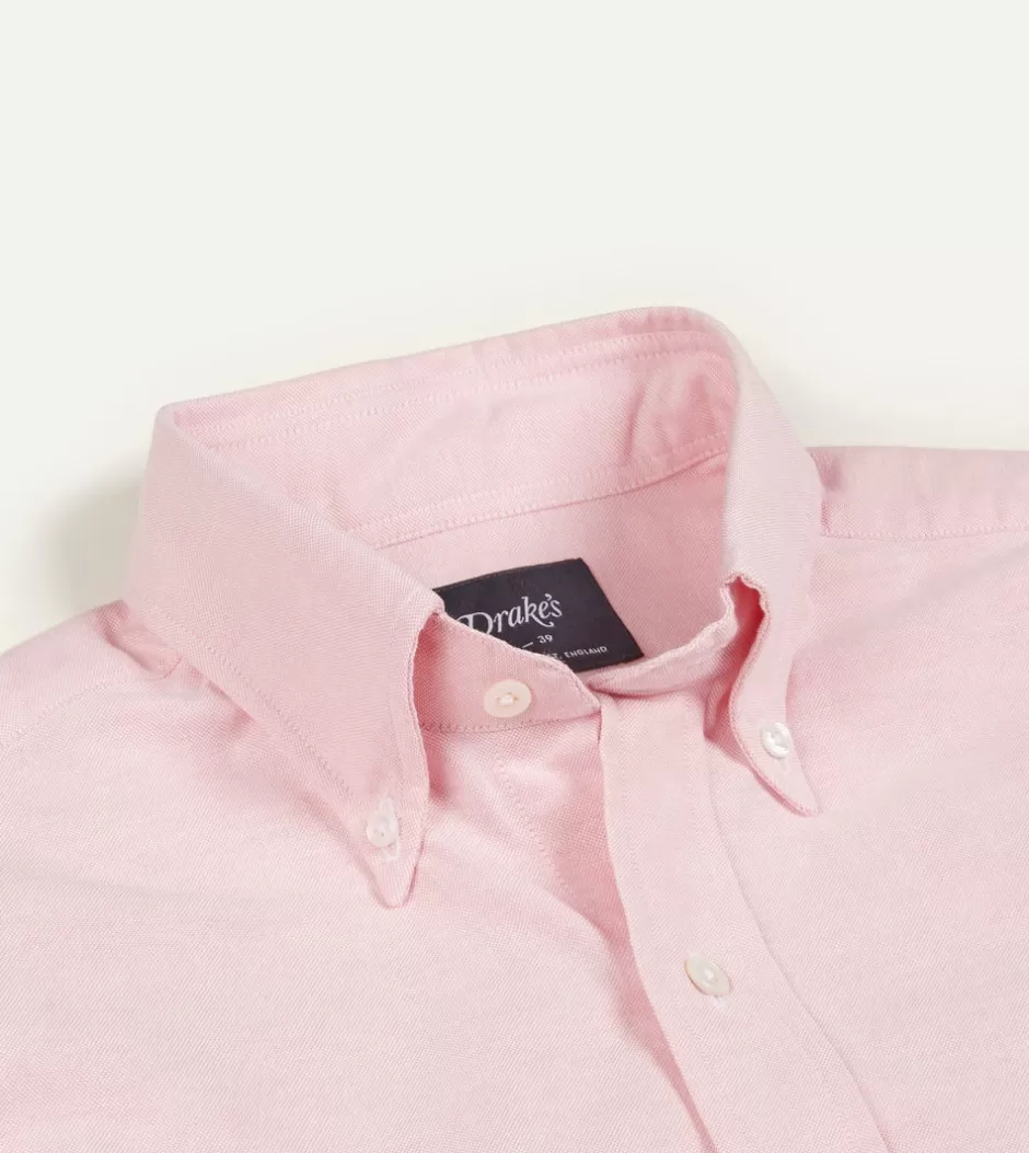 Drake's Cotton Oxford Cloth Button-Down Shirt Bright pink Hot