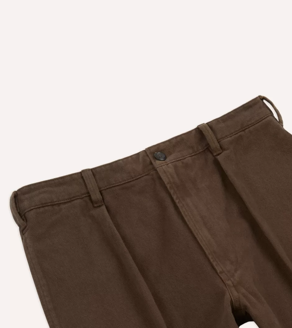 Drake's Heavy Cotton Twill Games Trousers Brown Sale