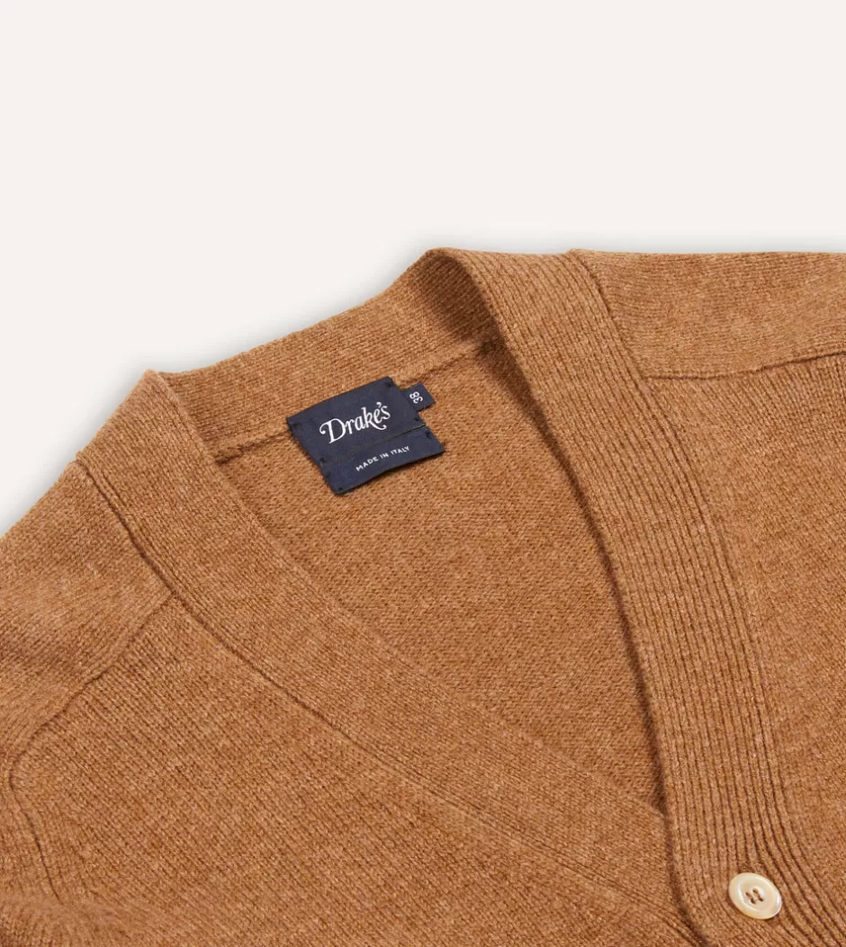 Drake's Lambswool 6 Button Cardigan Brown Online