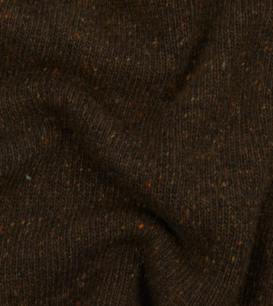 Drake's Marl Mohair Wool Mock Neck Jumper Brown Best