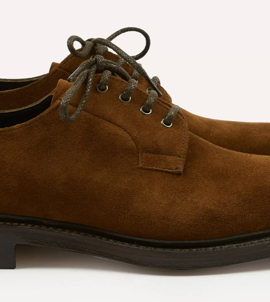 Drake's Suede August Goodyear Welted Derby Shoe Brown Best