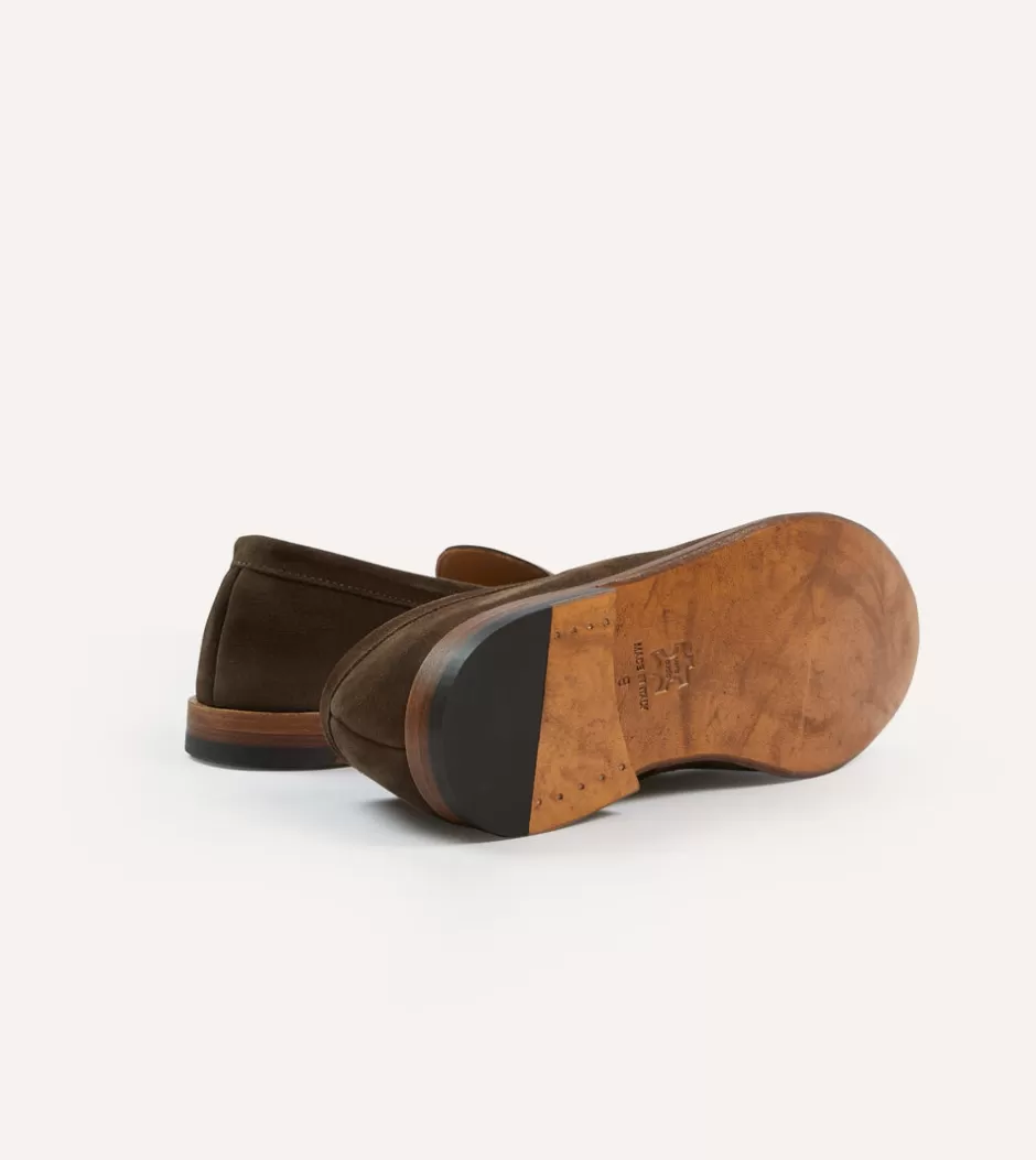 Drake's Suede Henri Belgian Loafer Brown Online