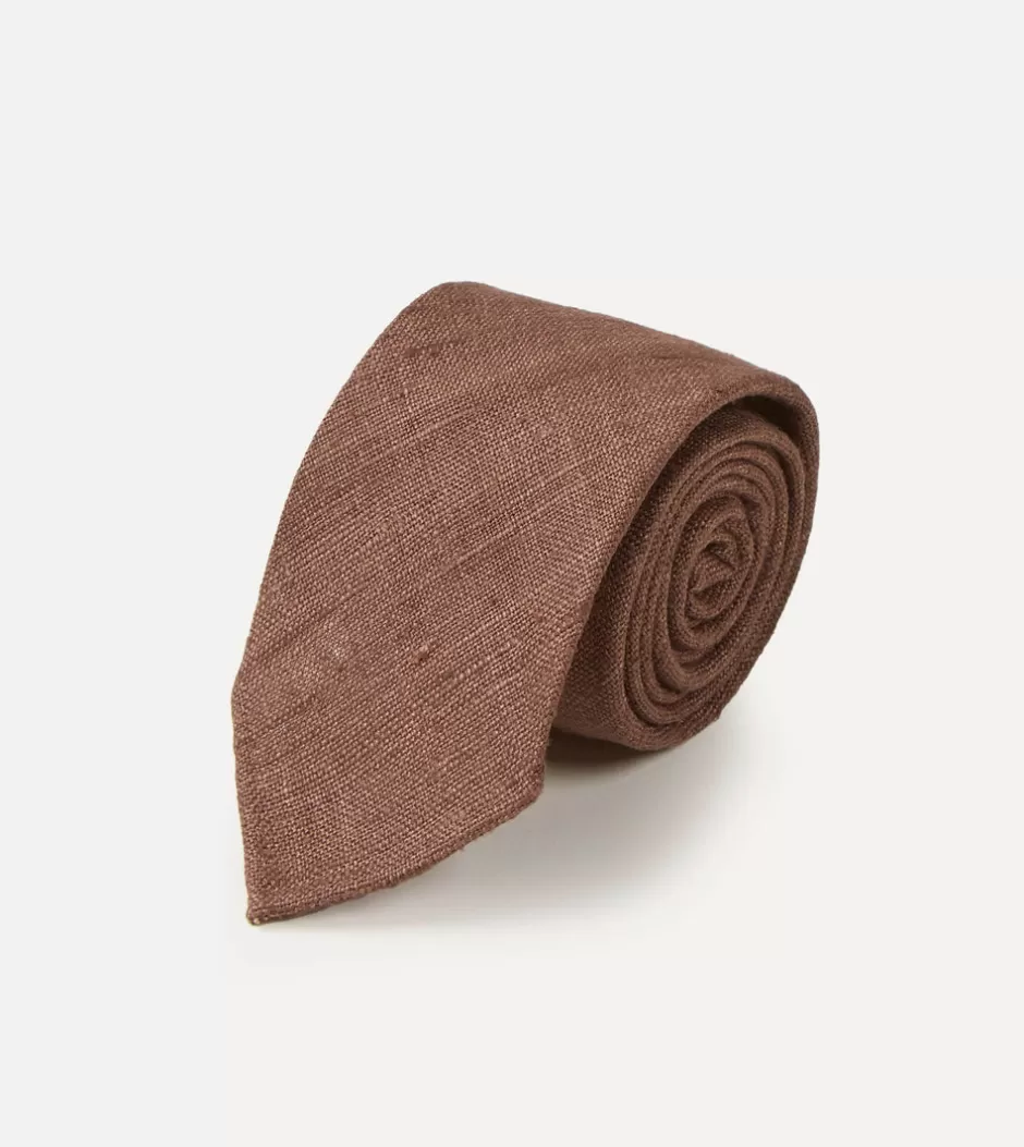 Drake's Brown Tussah Hand Rolled Silk Tie Hot