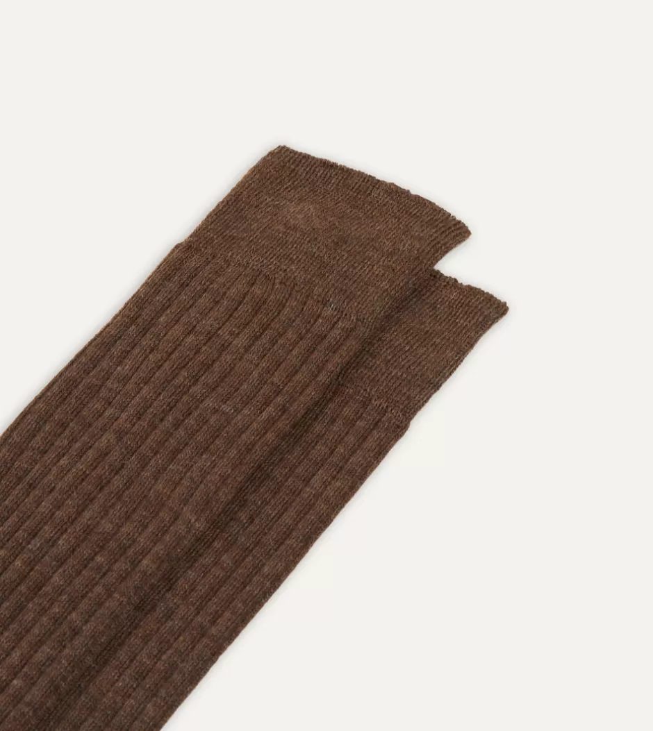 Drake's Wool Over-the-Calf Socks Brown Store