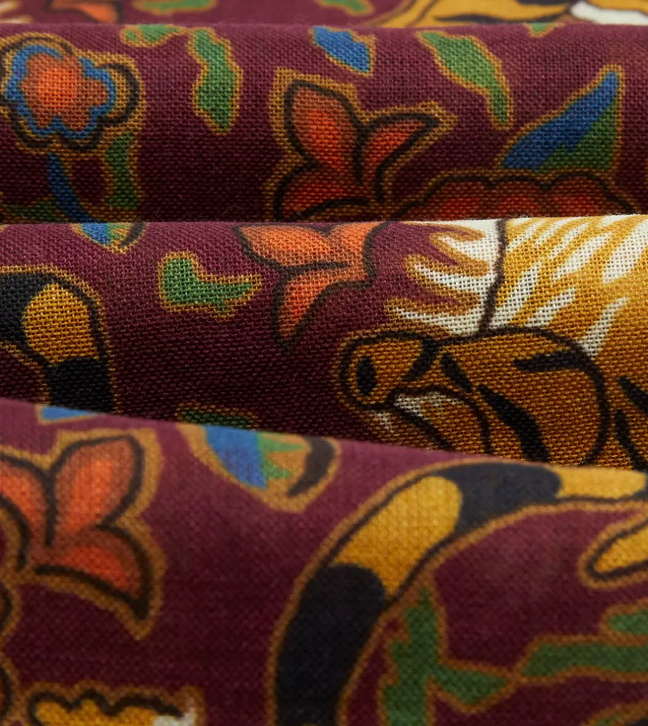 Drake's Burgundy Jumbo Tiger Print Wool-Silk Scarf Sale