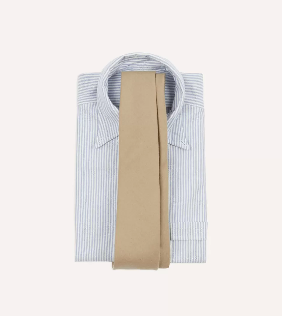 Drake's Camel Super Fine Merino Wool Self Tipped Tie Hot