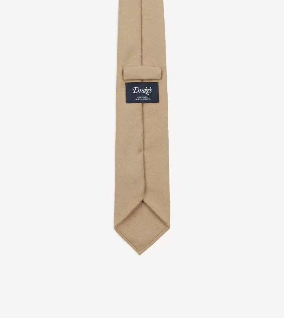 Drake's Camel Super Fine Merino Wool Self Tipped Tie Hot