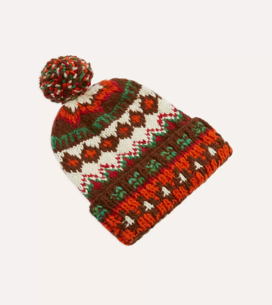 Drake's Chamula For Red Fairisle Merino Knit Cap Clearance