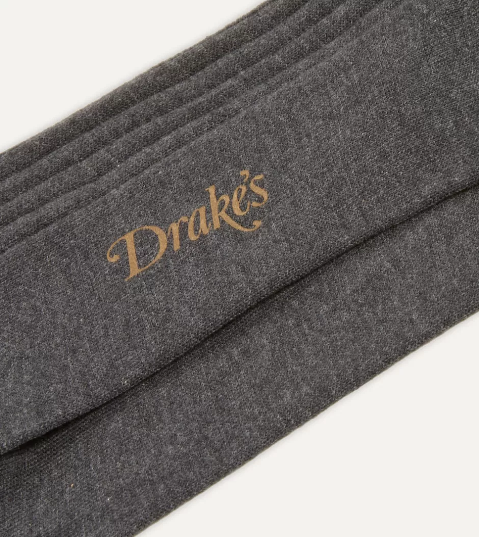 Drake's Cotton Over-the-Calf Socks Charcoal Clearance