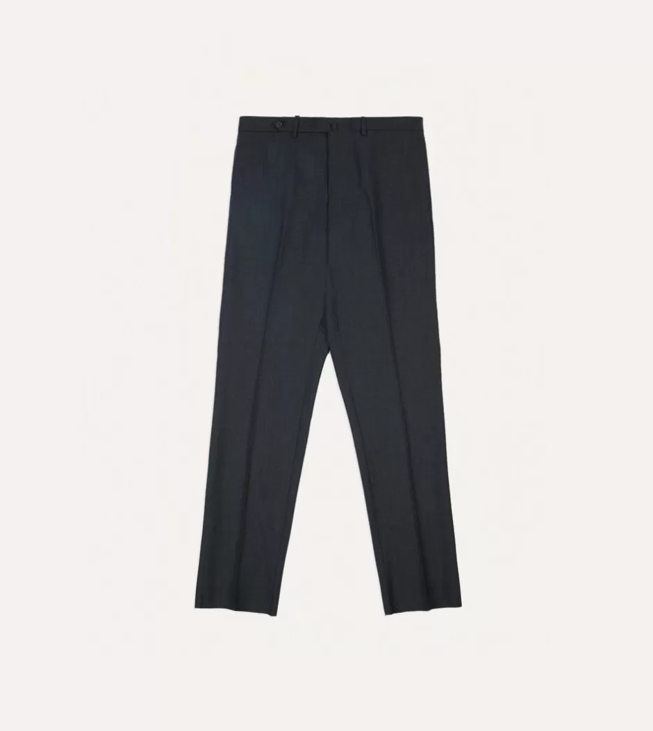 Drake's Tropical Wool Flat Front Trouser Charcoal Flash Sale