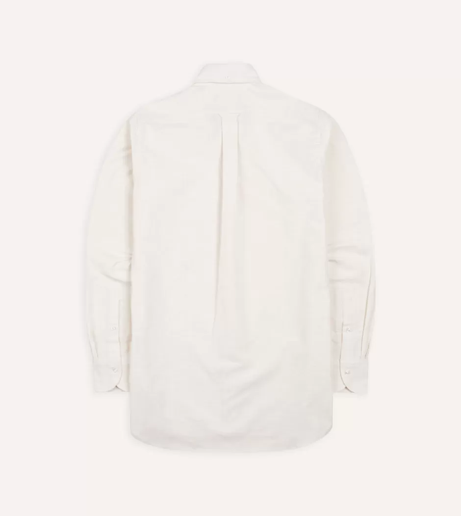 Drake's Cotton Oxford Cloth Button-Down Shirt Cream Fashion