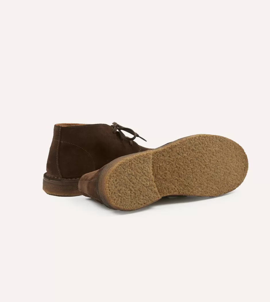 Drake's Crosby Moc-Toe Chukka Boot Suede Brown Shop