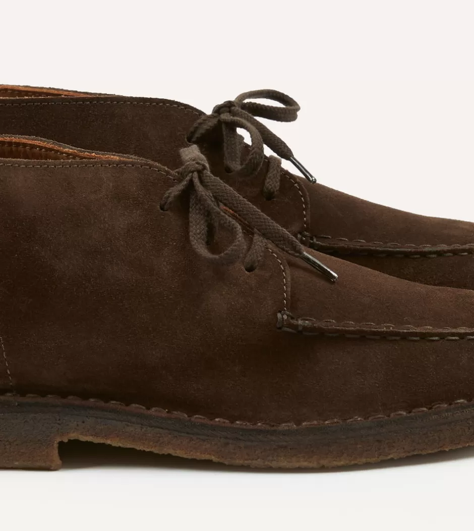 Drake's Crosby Moc-Toe Chukka Boot Suede Brown Shop