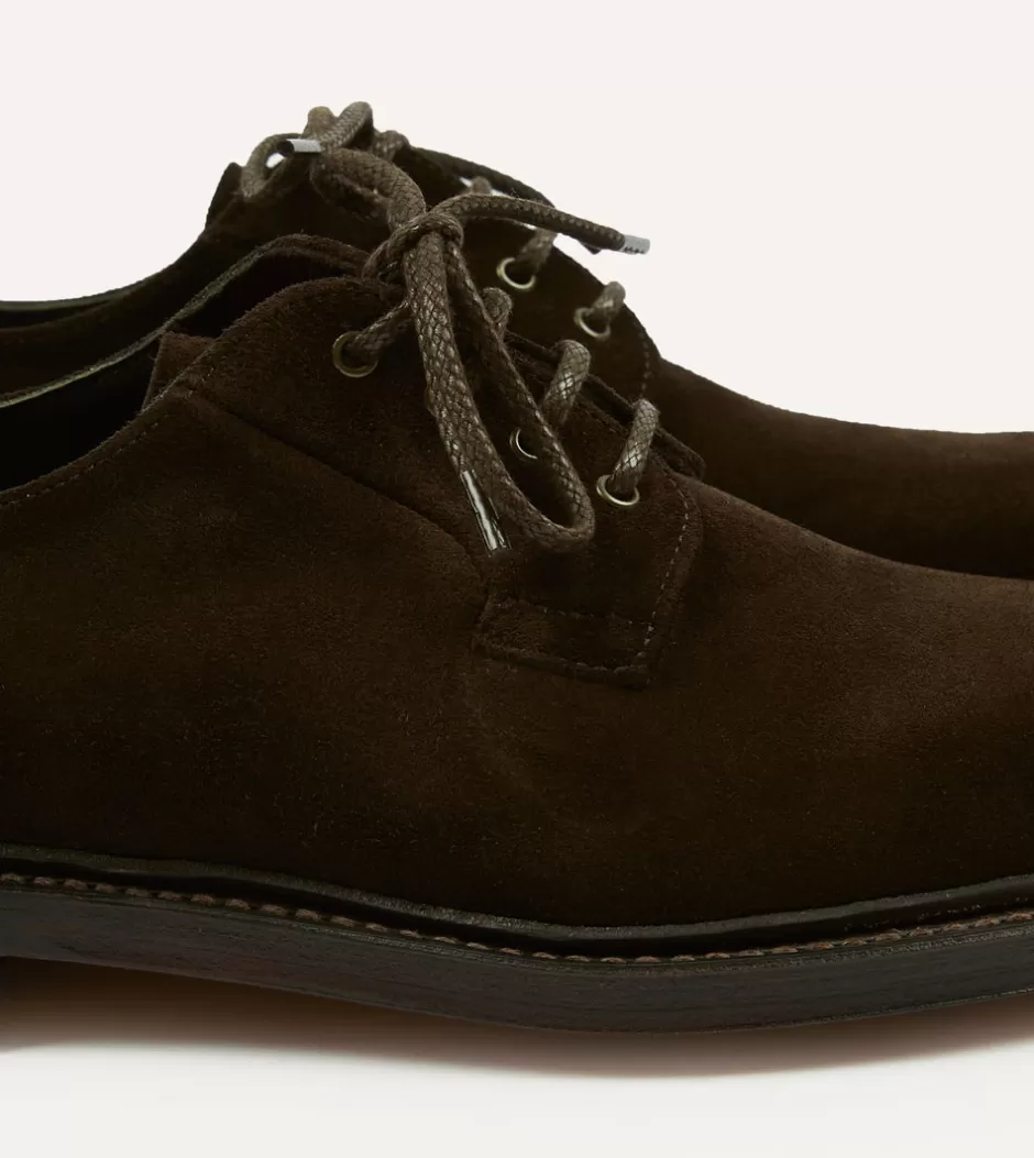 Drake's Suede August Goodyear Welted Derby Shoe Dark brown Shop