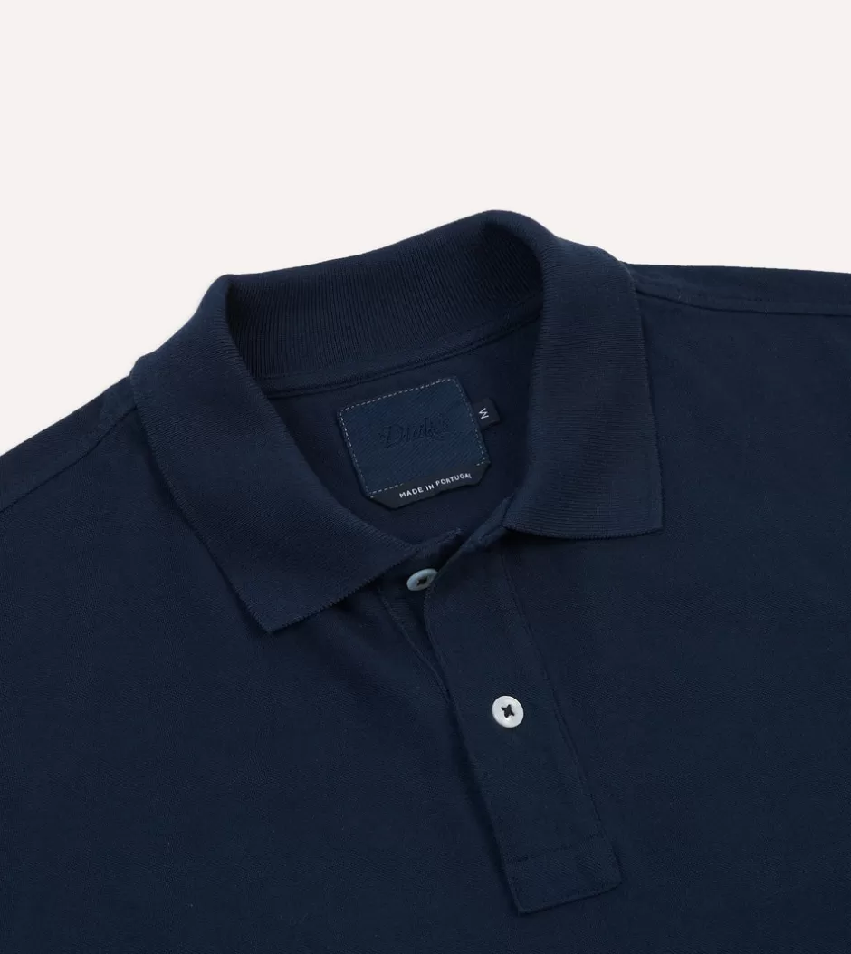 Drake's Piqué Cotton Polo Shirt Dark navy Sale