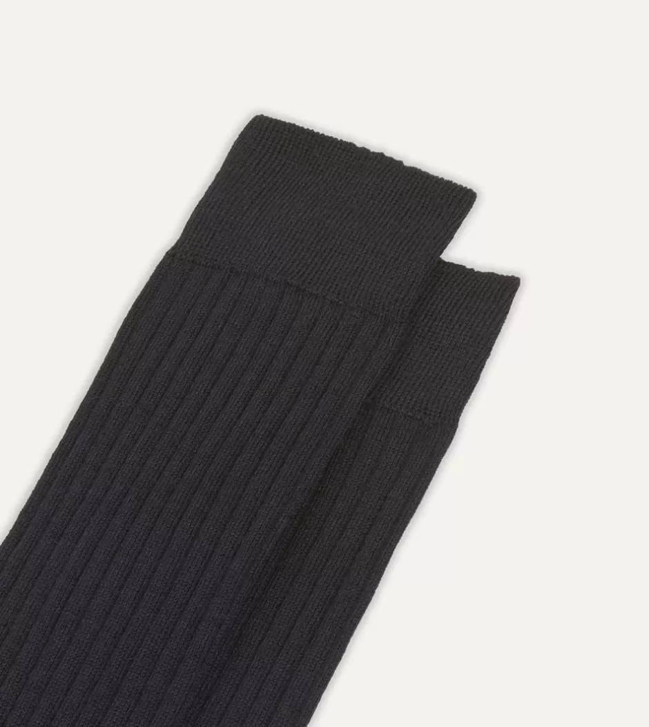 Drake's Wool Over-the-Calf Socks Dark navy Sale