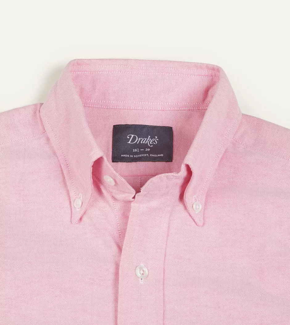 Drake's Cotton Oxford Cloth Button-Down Shirt Dark pink Clearance