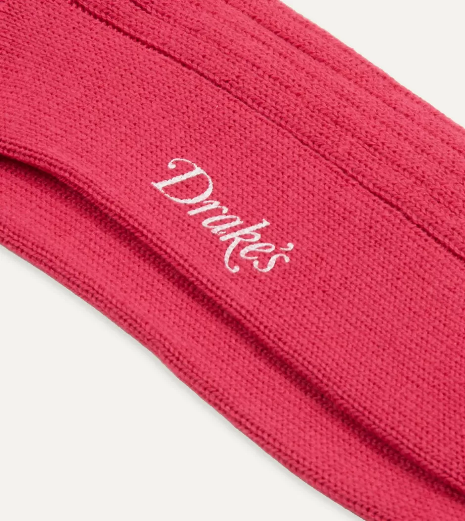 Drake's Cotton Sports Socks Dark pink Outlet