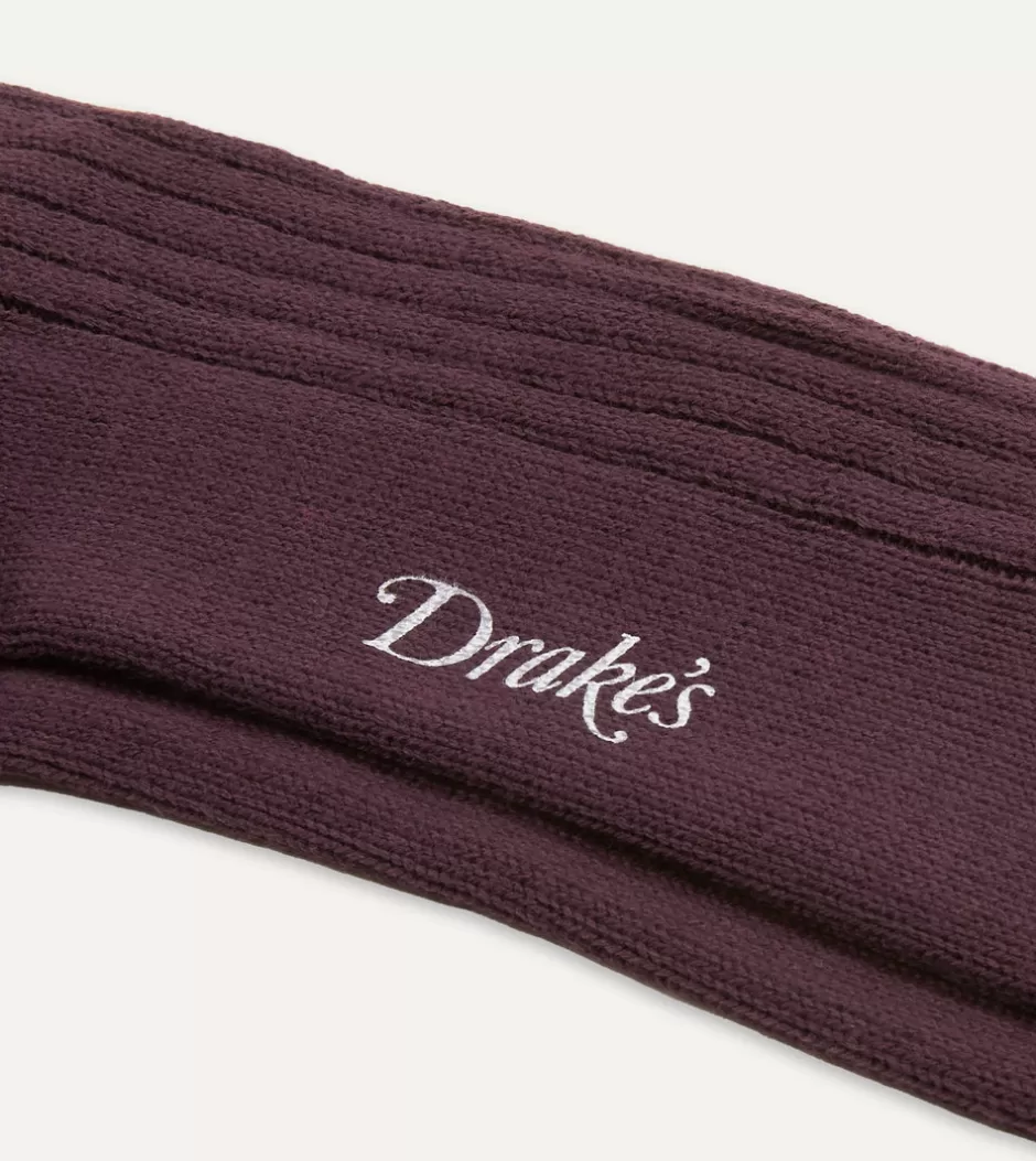 Drake's Cotton Sports Socks Dark purple Cheap