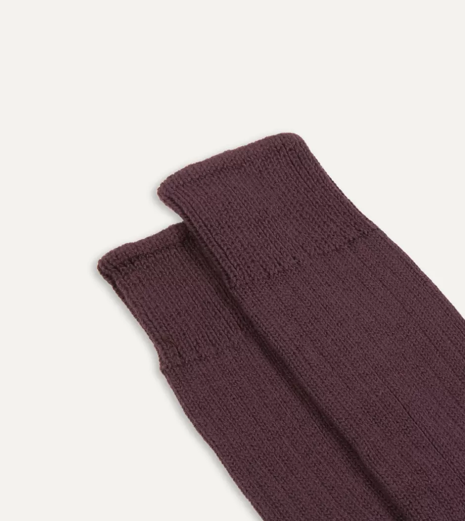 Drake's Cotton Sports Socks Dark purple Cheap