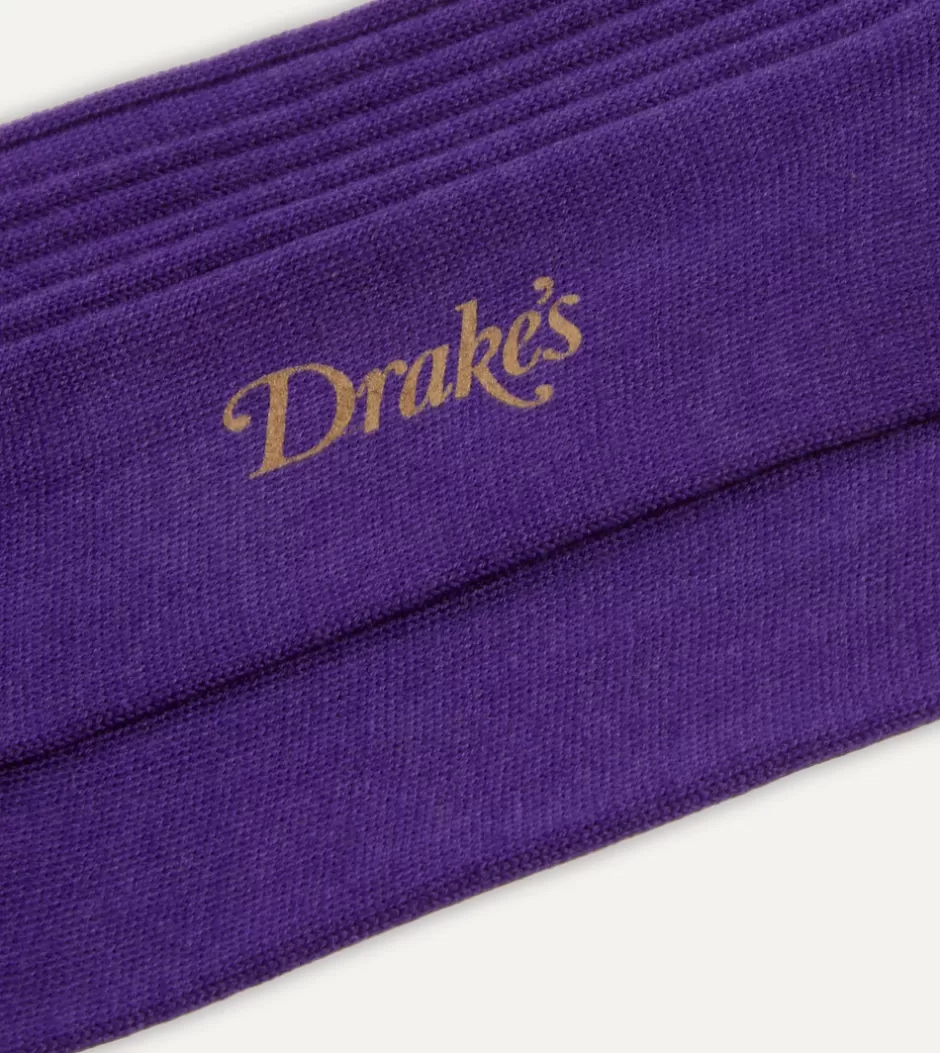 Drake's Wool Over-the-Calf Socks Dark purple Sale