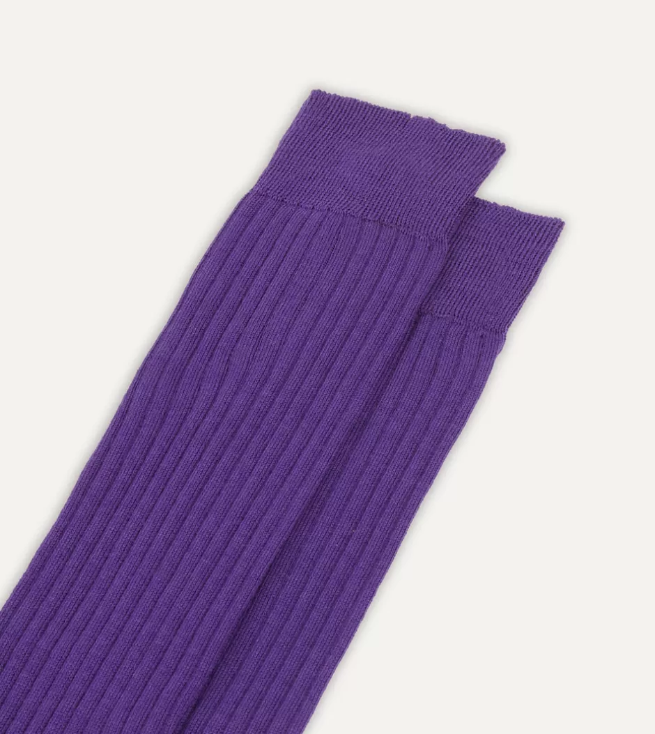 Drake's Wool Over-the-Calf Socks Dark purple Sale