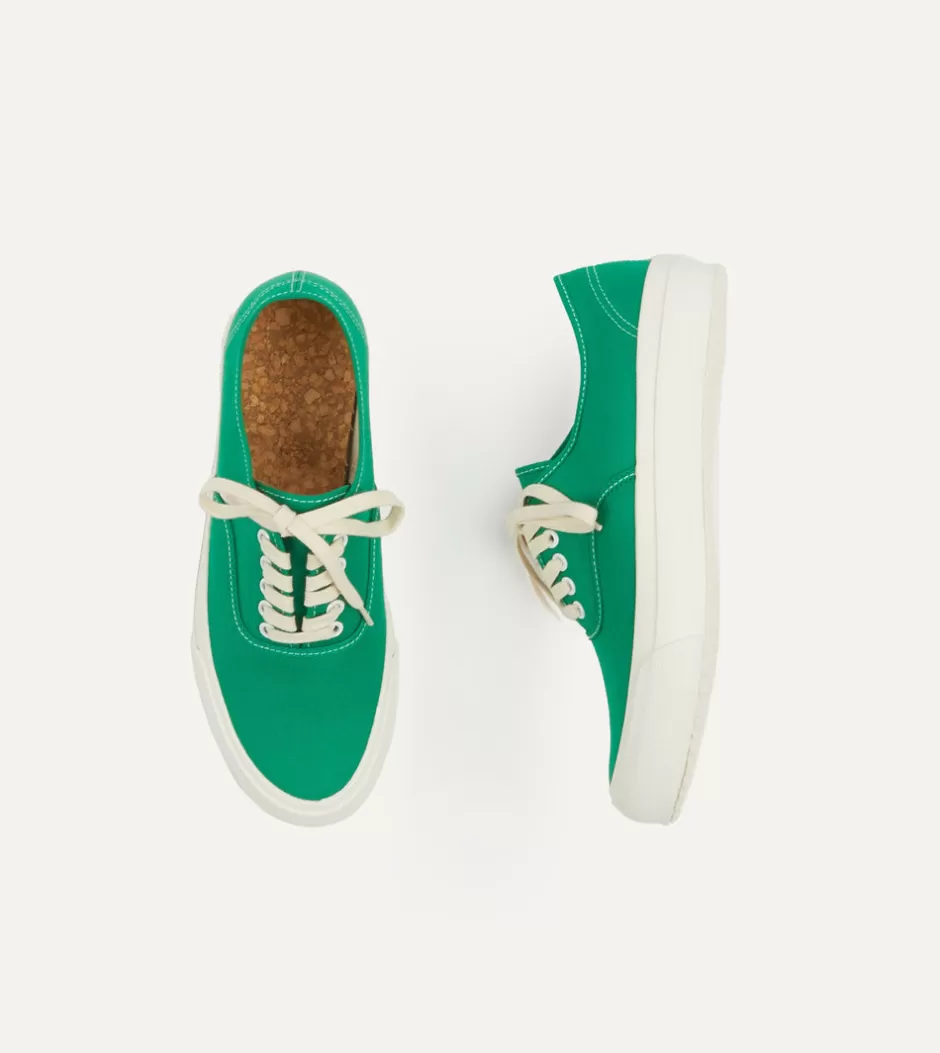 Drake's Doek Green Canvas Oxford Trainers Outlet