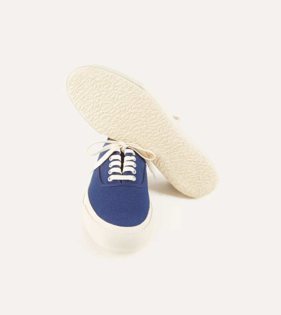 Drake's Doek Indigo Canvas Oxford Trainers Hot