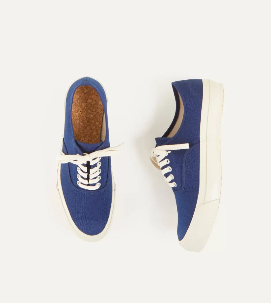 Drake's Doek Indigo Canvas Oxford Trainers Hot